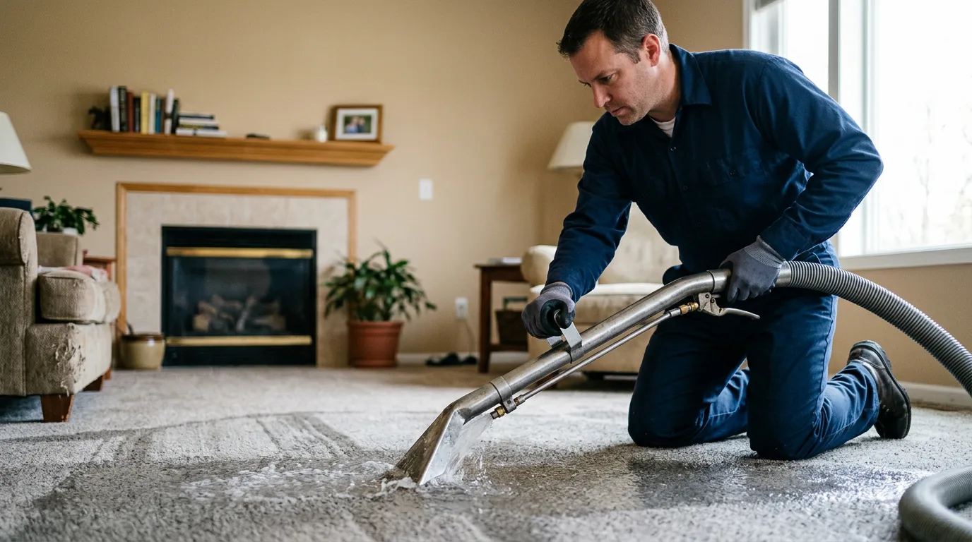Water damage restoration technician working near Arlington, WA